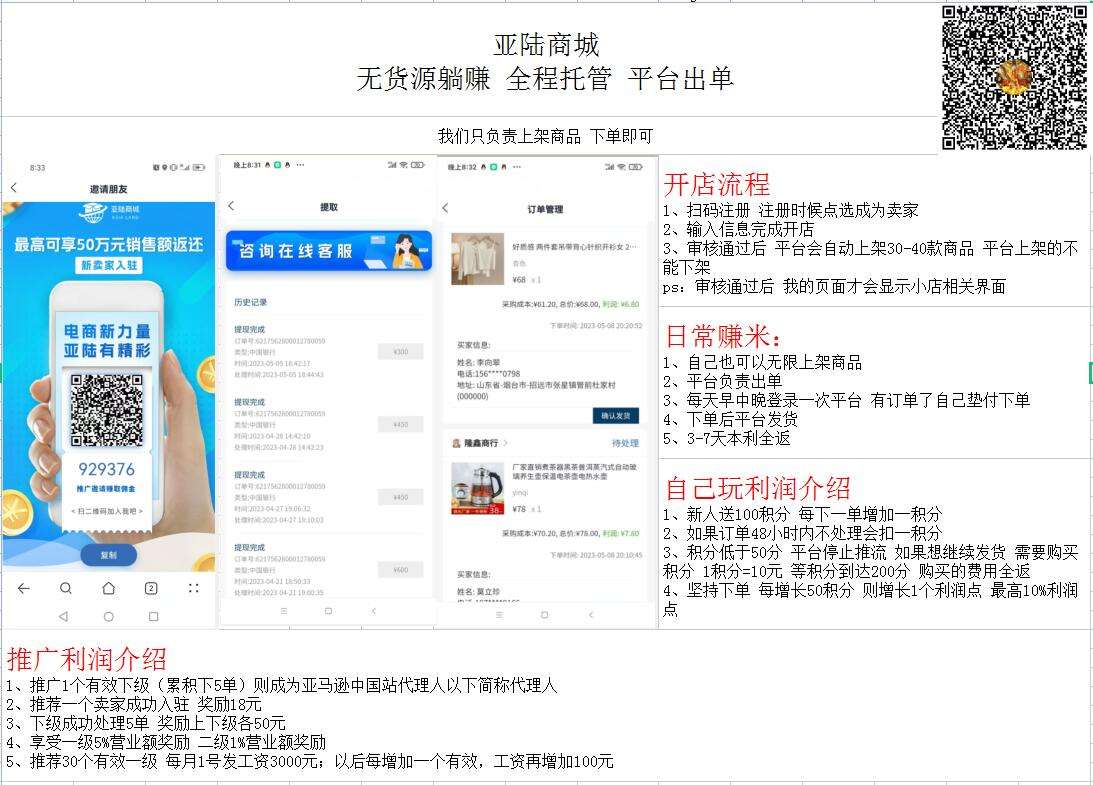 全网首码 亚陆商城 无货源电商 全程托管 日赚千米-第1张图片-首码圈