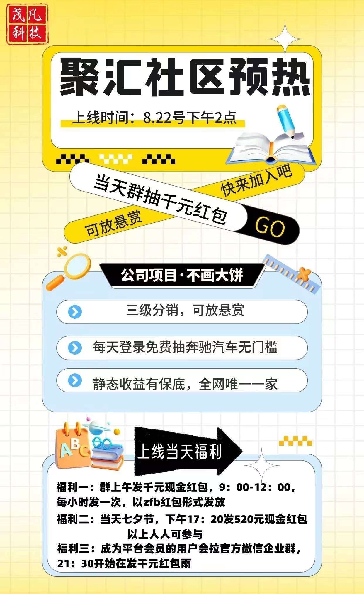 聚汇社区预热22号上线，团队长冲刺奖5万＋抽奔驰＋拉新奖＋消费涌金＋阅读奖等等