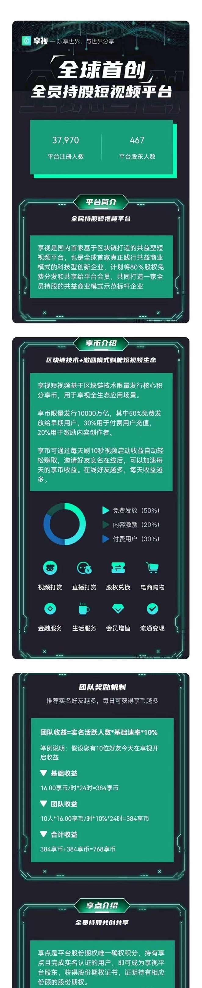 享视！可通过每天刷10秒视频启动收益自动轻松赚取，邀请好友免费实名在线后，可以加速每天的享币收益。在线好友越多，每天收益